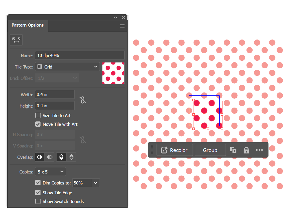 How to recolor default patterns in Adobe Illustrator